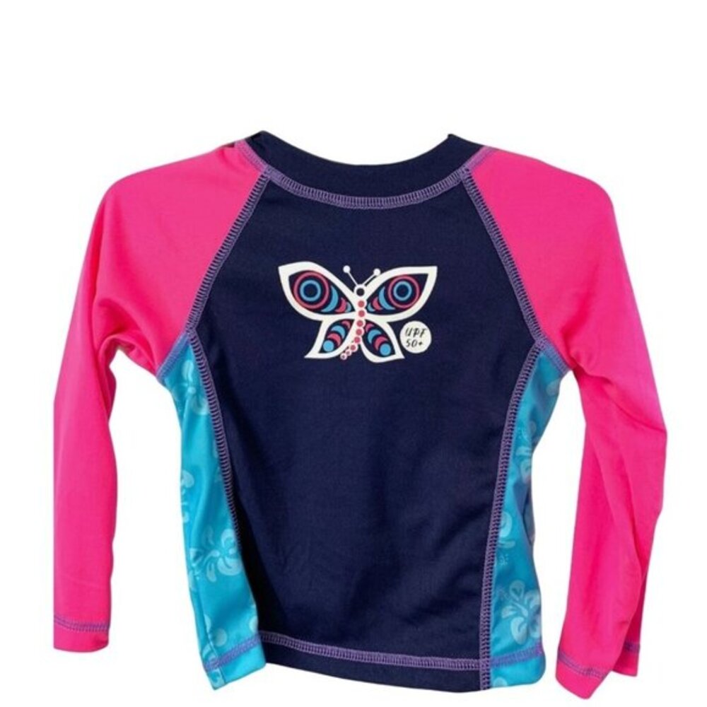Sun Smart Girls Rash Guard Swim Tee Small 18-24 Months‎ Butterfly UPF 50+